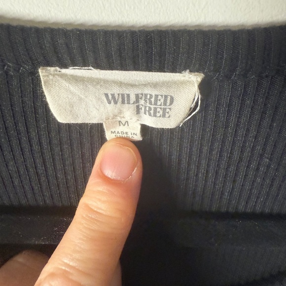 Wilfred Free Ribbed Midi Raw hemmed Dress – Black (Size M) - Picture 3 of 8